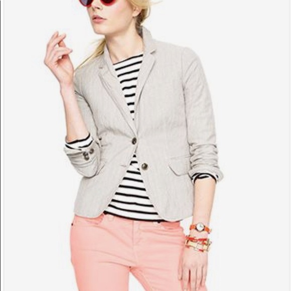 J Crew School Boy herringbone blazer cream size 10 NWT - Picture 1 of 3